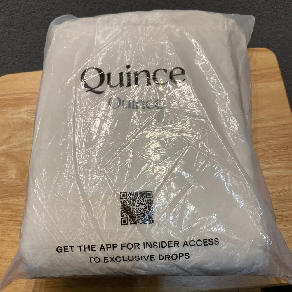 Quince European Linen Double Flange Duvet Cover King/Cal King White NO SHAMS